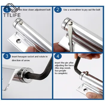 

TTLIFE Automatic Simple Spring Rebound Mute Closer Concealed Door Self-Closing Hinge for Home Apartment Spring Door Closer