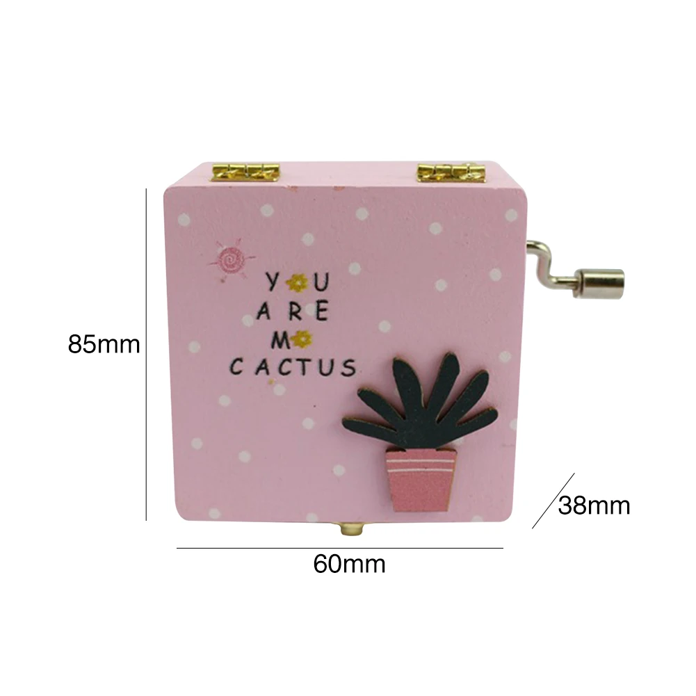 Подарочные музыкальные шкатулки, стоящие Мультяшные мини Домашние кактусы принт с игрушками, рождественские деревянные украшения для дня рождения