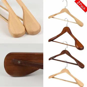 

2PC Wood Hangers For Clothes High-Grade Wide Shoulder Wooden Coat Hangers - Solid Wood Suit Hanger Home Organizers Hanger