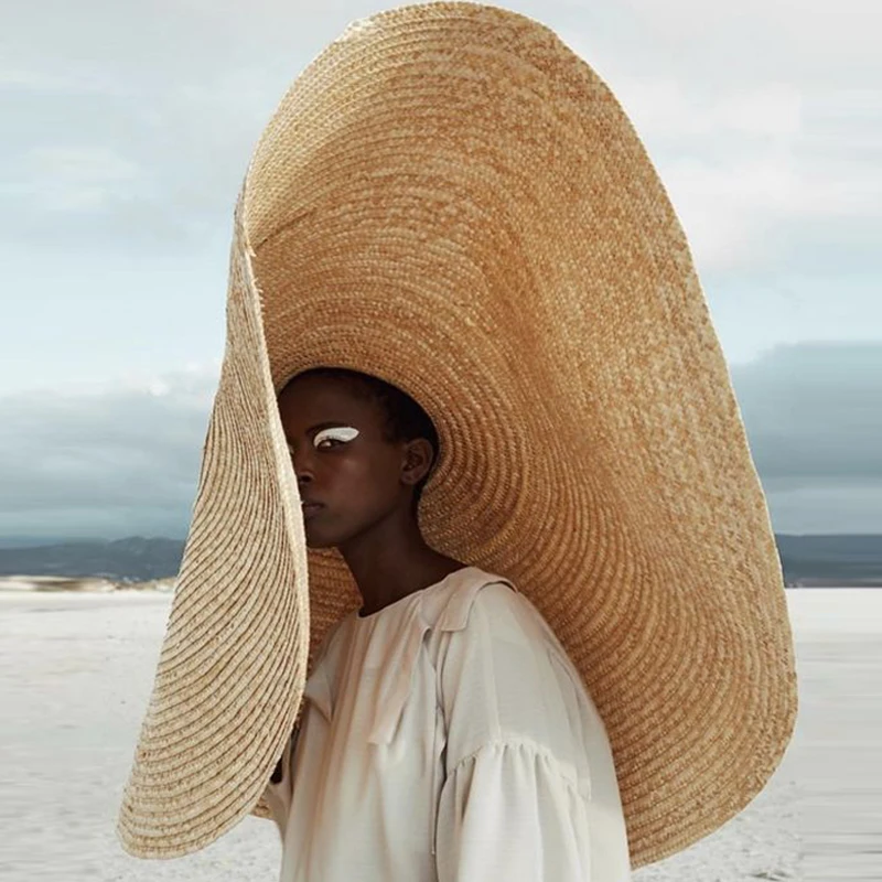 QUUPY Cappello da Donna in Paglia con Grande Fiocco, a Tesa Larga, Pieghevole, Arrotolabile, da Spiaggia, Cappello da Sole, Cappello Estivo Fedora Trilly UPF 50