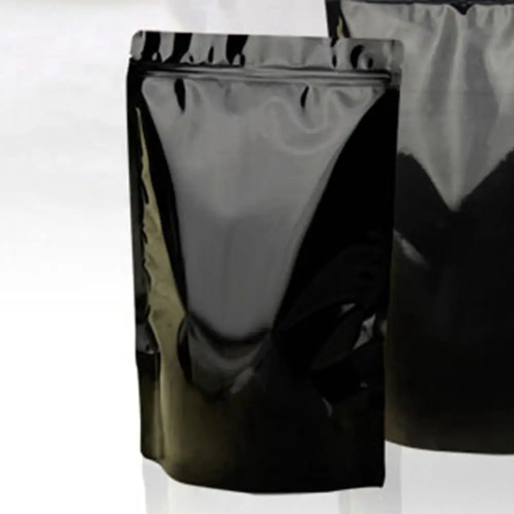 Красочные ZipLock стоьте вверх алюминиевой фольги мешок майларовые сумки герметизируемый дой-Пак упаковки еды мешок молнии 100 шт./лот - Цвет: Черный