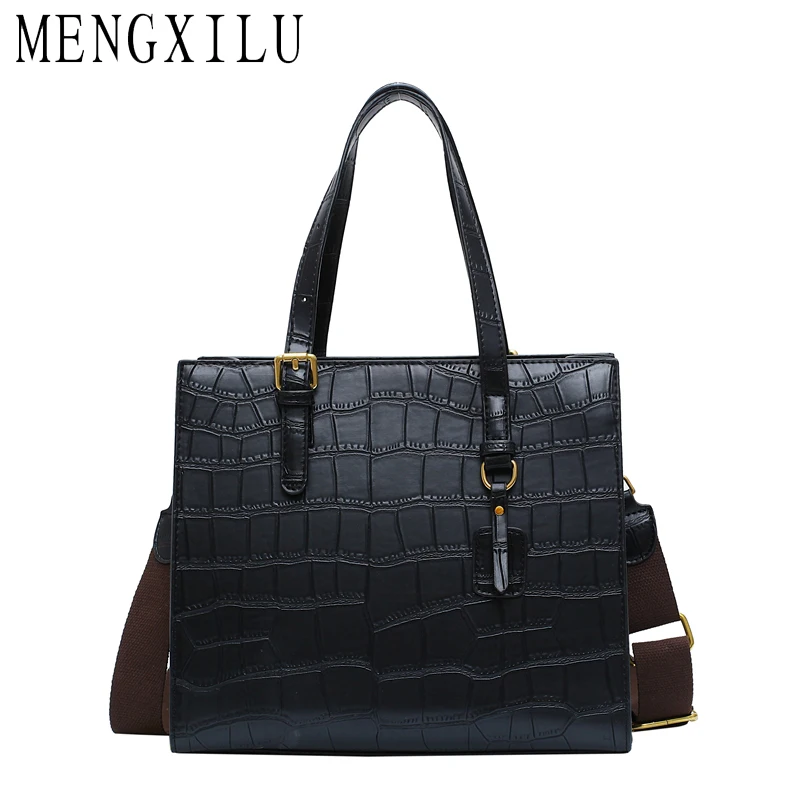 

MENGXILU 2019 Crocodile PU Handbags Large Capacity Women Crossbody Shoulder Bag Leather Casual Tote Top-Handle Ladies Hand Bags