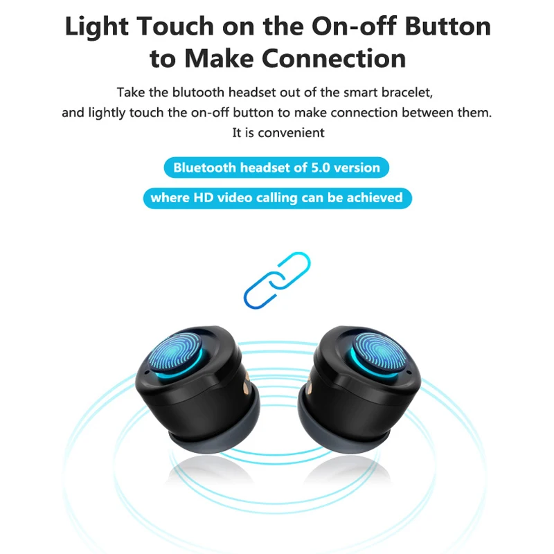 OTTWN T90 фитнес-браслет Bluetooth 5,0 с беспроводными наушниками IP67 водонепроницаемые спортивные Смарт-часы для телефона Android IOS