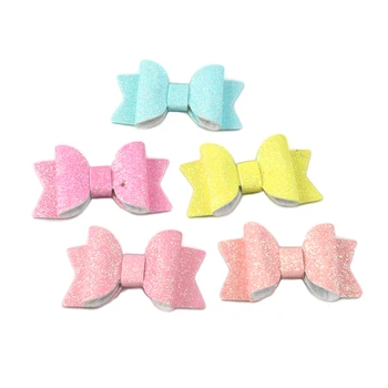 

David accessories 25pcs/lot 55*31mm Fine Flash Glitter Synthetic Leather Bow DIY Hairclip Bag Shoes Material Decoration,25Yc7932