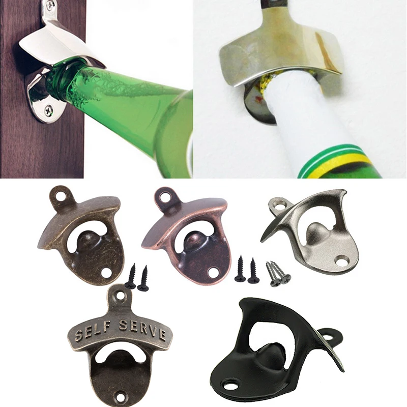 Abridor de botellas Vintage montado en la pared, abridor para cerveza y vino, abridor de botellas de cerveza, llavero, suministros de cocina para beber
