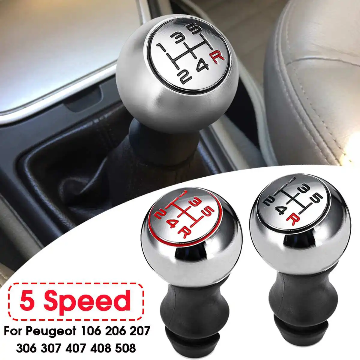 

5 Speed Alloy MT Gear Shift Stick Knob For Peugeot 106 206 207 306 307 407 408 508