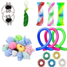 

20pcs Fidget Toy Set Anti Anxiety for Children Flippy Chain Squeeze Bean Marble Mesh Strings Soft Squishy Mochi Sensory Ring Toy