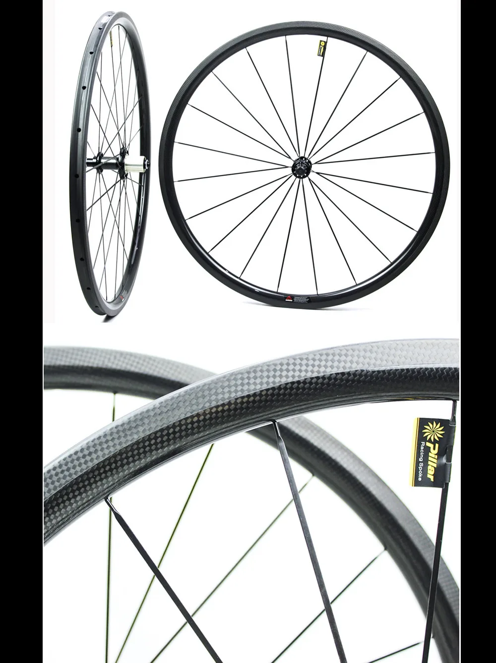 Cheap 1130g Only 700C Road Bike Wheelset Carbon Fiber Bicycle Wheel Tubular Or Clincher Straight Pull Hub And 4.3g Spoke For Clmbing 10