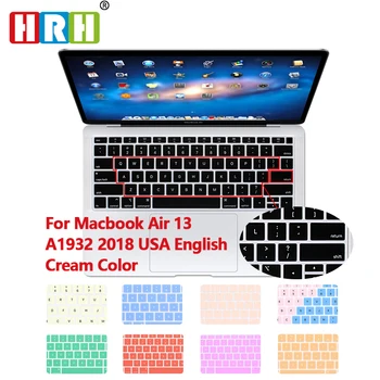 

HRH Hot Sell Cream Silicone English Keyboard Skin Cover for MacBook Air 13 Keyboard Cover 2018 Release A1932 Keyboard Protector