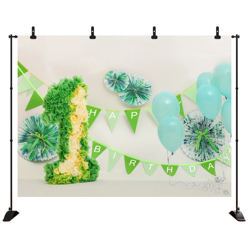

1st Birthday Photography Background Birthday Party blue Balloon Paper flower banner Backdrop Decor Photocall Backdrop