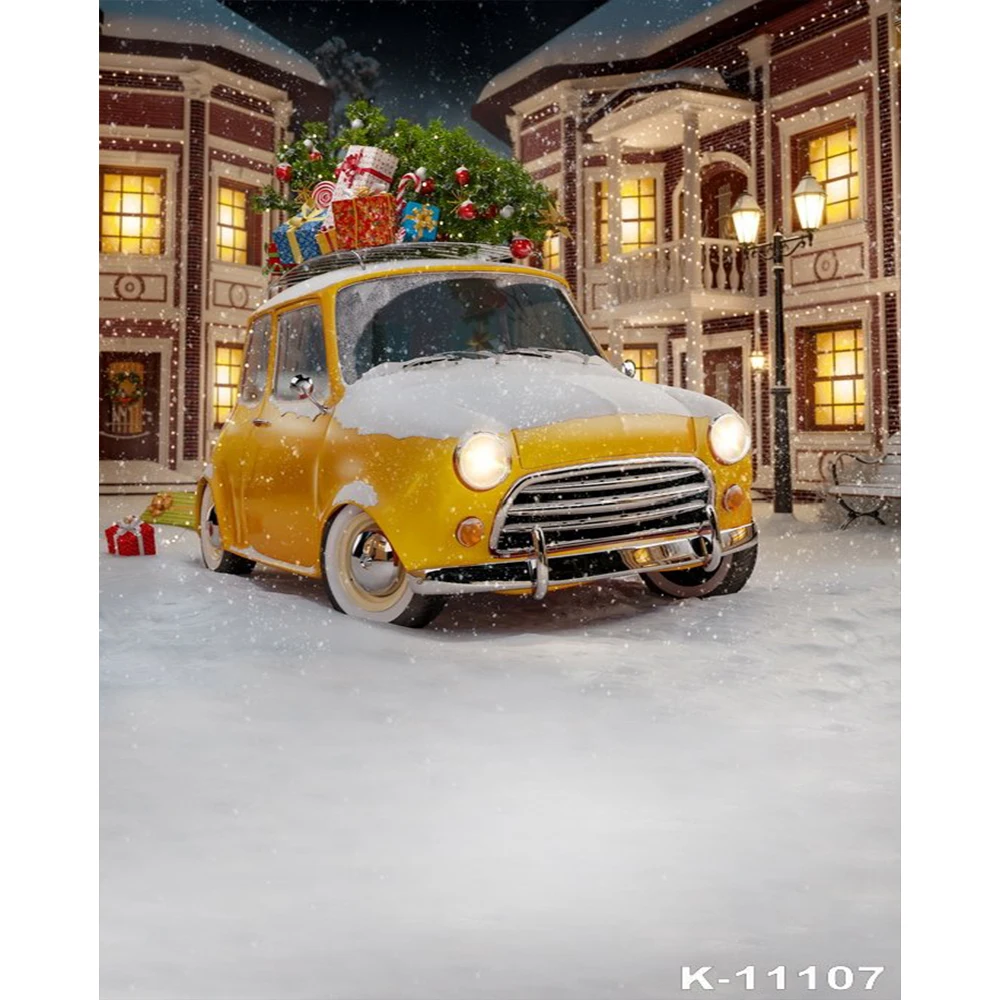 Photography Backdrop Photocall Christmas Tree snow Car Party Decoration Background for Photo Studio props | Электроника