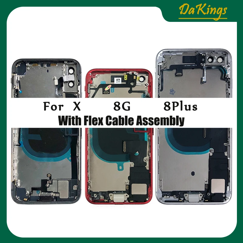 Alloggiamento posteriore completo per IPhone 8 8G 8Plus X telaio centrale telaio batteria sportello coperchio posteriore corpo con cavo flessibile assemblaggio parti CE US
