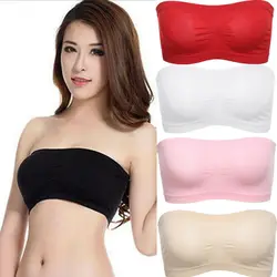 2021NEW 2021 Tube tops Womens Strapless Padded Bra Removable Pads Bandeau Tube Top Seamless Crop tops casual solid tank tops
