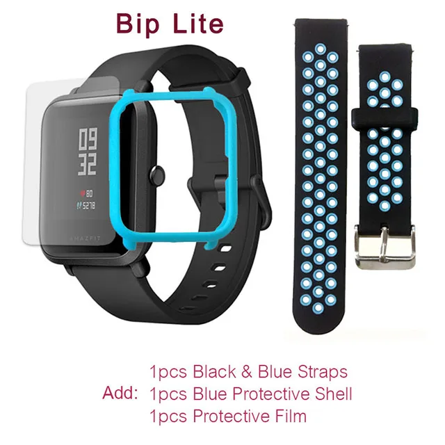Black-blue blue film Amazfit Bip Lite Smartwatch глобальная версия 45 дней Срок службы батареи 3ATM водонепроницаемый 24 ч монитор сердечного ритма во время сна gps новое поступление - Цвет: Black-blue blue film