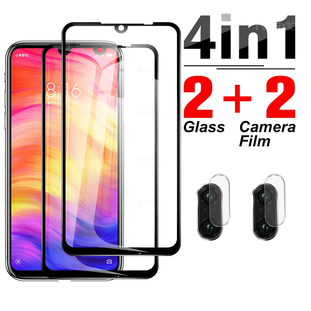 4 in 1 Camera Glass Protector For Xiaomi Redmi Note 7 6 Pro 7Pro On Redme 7A 6A a Protective Safety HD Screen Full Cover Film | Мобильные