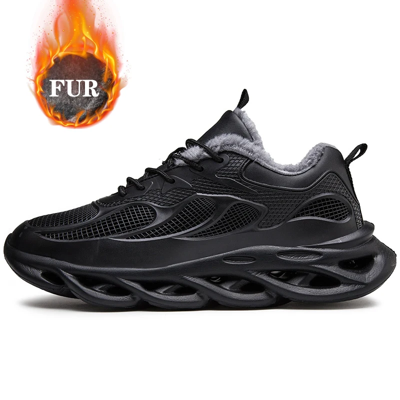 Men Sneakers Fashion Warm Winter Shoes For Men Leather Casual Shoes Male Black Outdoor Walking Footwear Flats Man Big Size 39-48