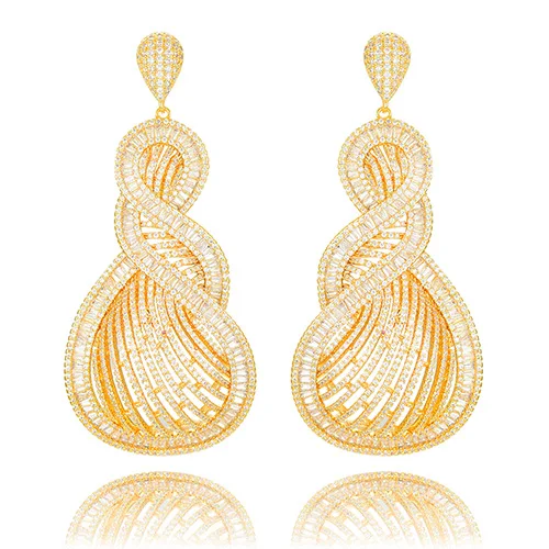Gold Missvikki Роскошные великолепные висячие серьги с подвеской, мини CZ, для невесты, свадьбы, актера, танцора, назначения, вечерние серьги, ювелирные изделия - Окраска металла: Gold