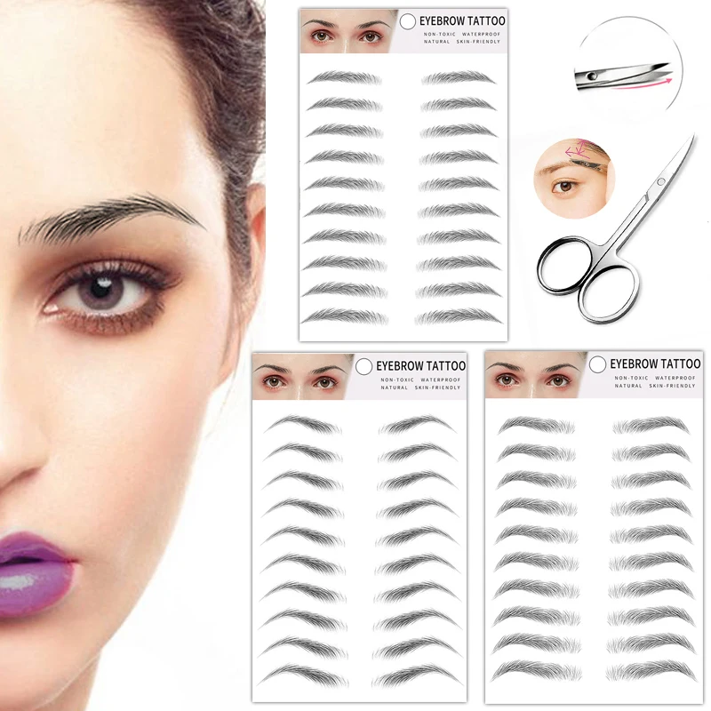 

4D Hair-like Eyebrow Sticker False Eyebrows Water Transfer Waterproof Lasting Makeup Eyebrow Tattoo Embroidery Eye Brow Sticker