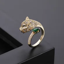 Модное индивидуальное дизайнерское Золотое циркониевое обручальное кольцо с головой леопарда для мужчин и женщин, Открытое кольцо, модное ювелирное изделие