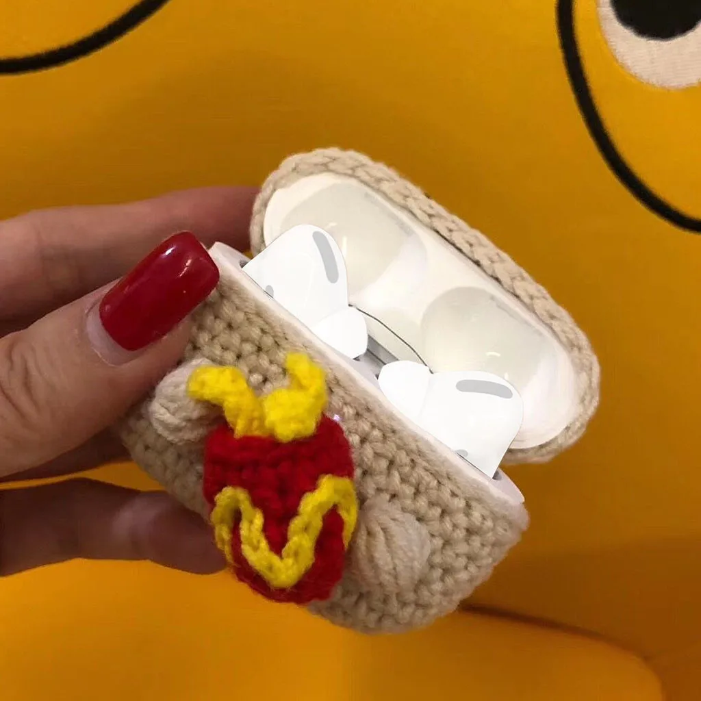 For AirPods Pro 2019 Case Knitted Lovely plush Anti-lost Protective Skin Cover For Air-Pods 3 Airpods Accessories 2019 1104#C