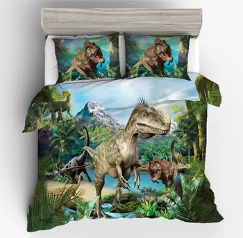 

3D Dinosaur Bedding Sets 2/3pcs Single Double Queen King Duvet Cover Set Bedclothes Bed Linen (No Sheet No Filling)
