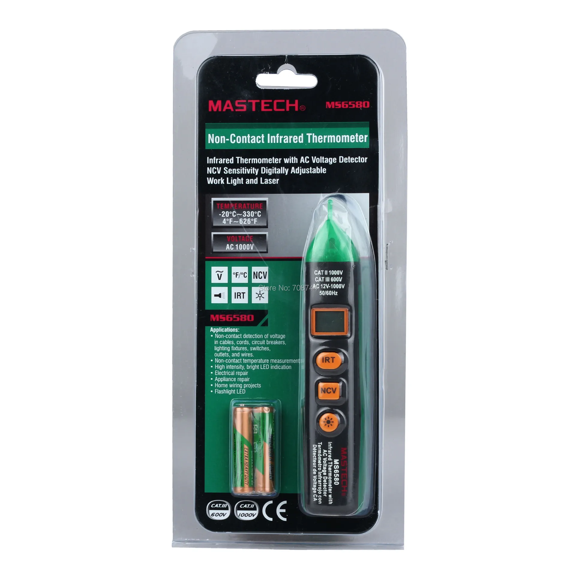 Mastech MS6580 Бесконтактный NCV инфракрасный лазерный термометр тестер напряжения