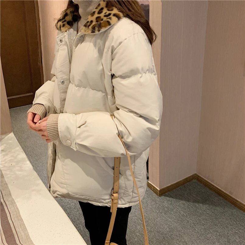 Mooirue, Зимняя Повседневная парка в стиле Харадзюку, пальто, женская леопардовая Лоскутная винтажная уличная одежда с хлопковой подкладкой, теплые куртки для женщин