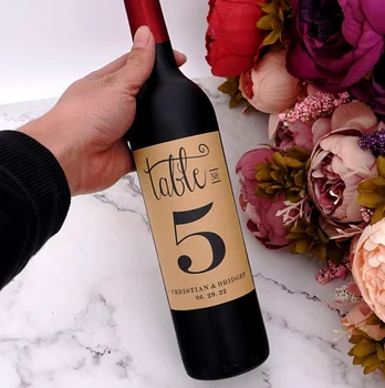

Custom Name and date Wine Bottle Labels Wedding Party Decor Personalized Birthday Anniversary Party Table Number Sticker