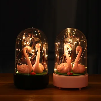 

Pink flamingo LED Night Light Creative Resin Ornaments Fairy String Light LED Bedroom Night Lamp Home Decoration Christmas Gift