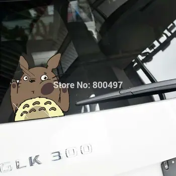 

Newest Car Styling Cartoon Cat Totoro Hitting the Glass Car Stickers Car Decals for Toyota Chevrolet Volkswagen Tesla Lada