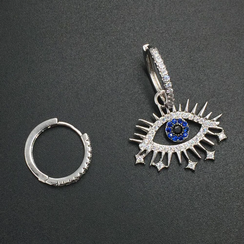 

EVIL EYE Micro Pave Drop Earrings Silver Color Copper Turkish Blue Eye Dangle Earrings Fashion Jewelry for Women Ladies LE172