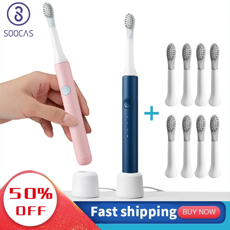 Xiaomi-cepillo de dientes eléctrico sónico, limpiador de dientes ultrasónico, blanqueador y limpieza de dientes, SOOCAS EX3, cabezales de cepillo de dientes eléctrico 5
