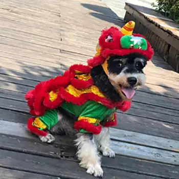 

Hot Pet Dogs Clothes New Year Dragon Dance Cosplay Clothes Makeover Funny Festival Red Lucky Dog Costume