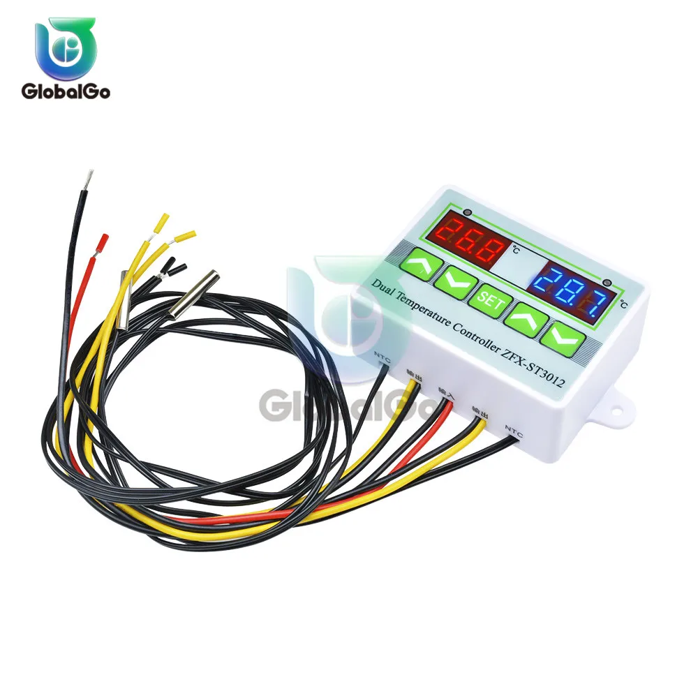 Интеллектуальный термостат ST3012, светодиодный переключатель, цифровой двойной термометр NTC 10 K, 220 В, 24 В, 12 В - Цвет: AC 110-220V