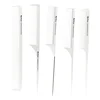 10 Pcs Set Professional Hairdressing Tail Comb In White Color, Barber Hair Cutting Carbon Comb T-11 Anti Static Hairstyling 3