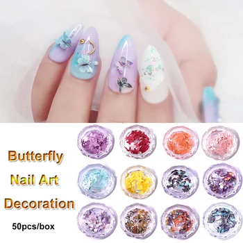 

1Box Butterfly Nail Sequins Glitter Charm Gel Polish False Nail Art Decoration Paillette 3D Nail Art Stickers