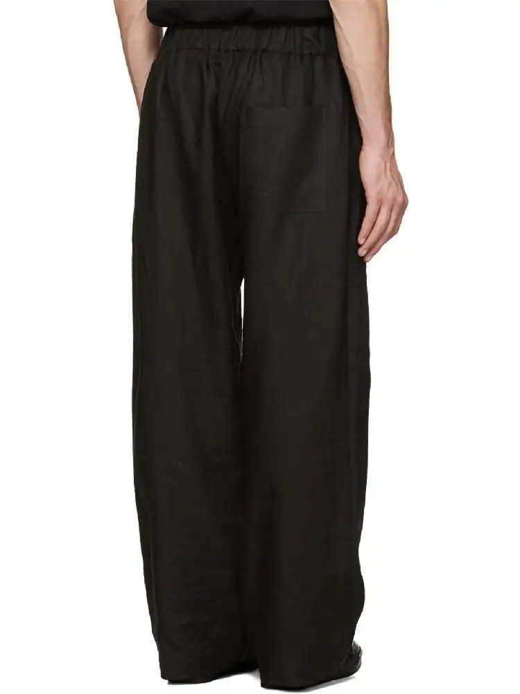 Nuovi Pantaloni Casual Larghi Da Uomo Taglie Forti Stilista Lino Gamba Dritta Cinturino Pantaloni Semplici Cantante Taglie Forti