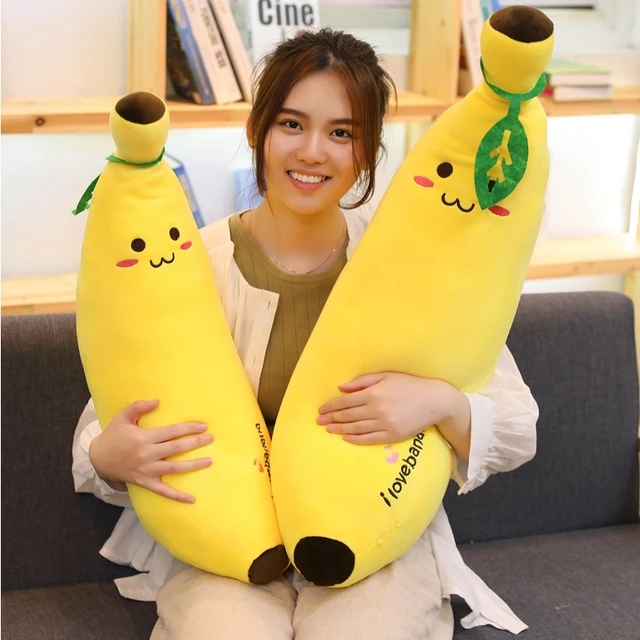 Soft Giant Yellow Banana Plush Pillow Stuffed Realistic Fruit Toy Doll  Cute100cm