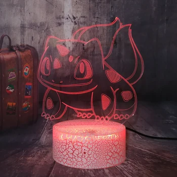 

Cartoon Figure Pokemon Bulbasaur 3D LED Kids Night Light 7 Colorful Changing Table Lamp Children Bedroom Decor Lampara Baby lamp