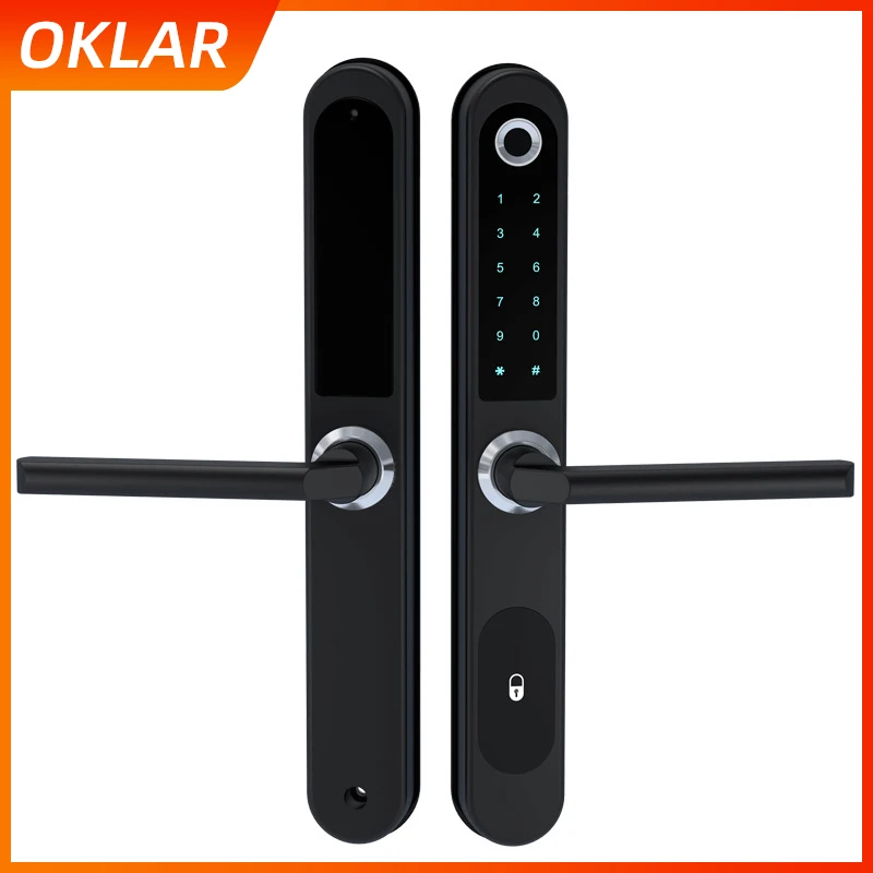 US $105.00 OKLAR 2021 New High Quality Straight Handle Electric Safety Security Intelligent Lock Fingerprint Door Locks Smart Locks