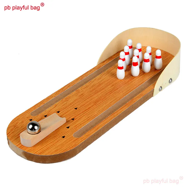 

PB Playful Bag Wooden Creative Mini Bowling Set Early Childhood Education Toys Parent-Child Interactive Table Game Kid Gift UG44