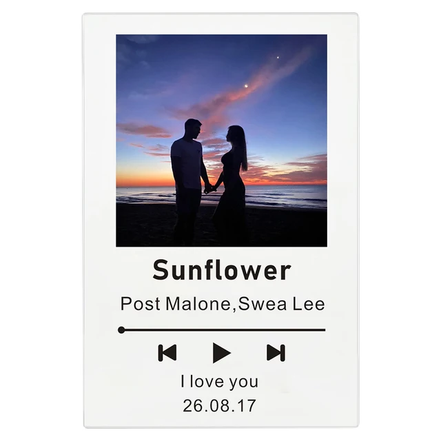 Custom Spotify Code Acrylic Transparent Music Board Personalized Photo Frame Style Wedding Anniversary Valentine's Day Gift Black text