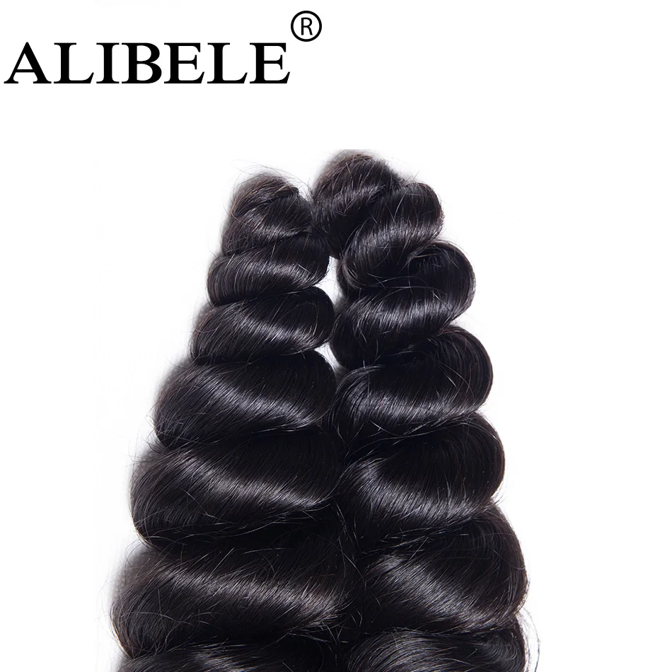 Alibele бразильские свободные волнистые пряди с фронтальной Closure10-30in м Remy человеческие волосы 3 пряди 13x4
