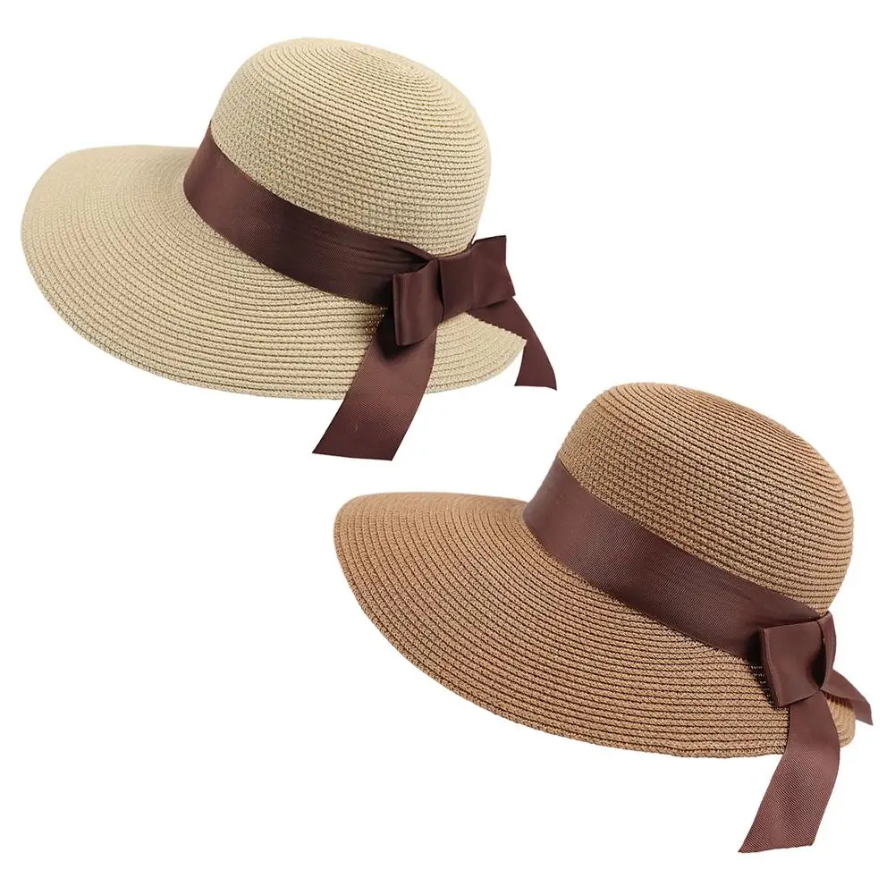 Simple Summer Parent-child Floppy Sun Beach Straw Hat Large Brim For Women Cap Girls | Спорт и развлечения