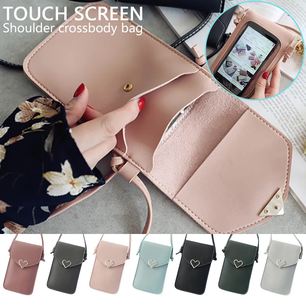 Fashionable Chain Phone Bag Clear Transparent Window Touches Screen Crossbody Multifunctional Mobile Bags bolsas feminina | Багаж и сумки