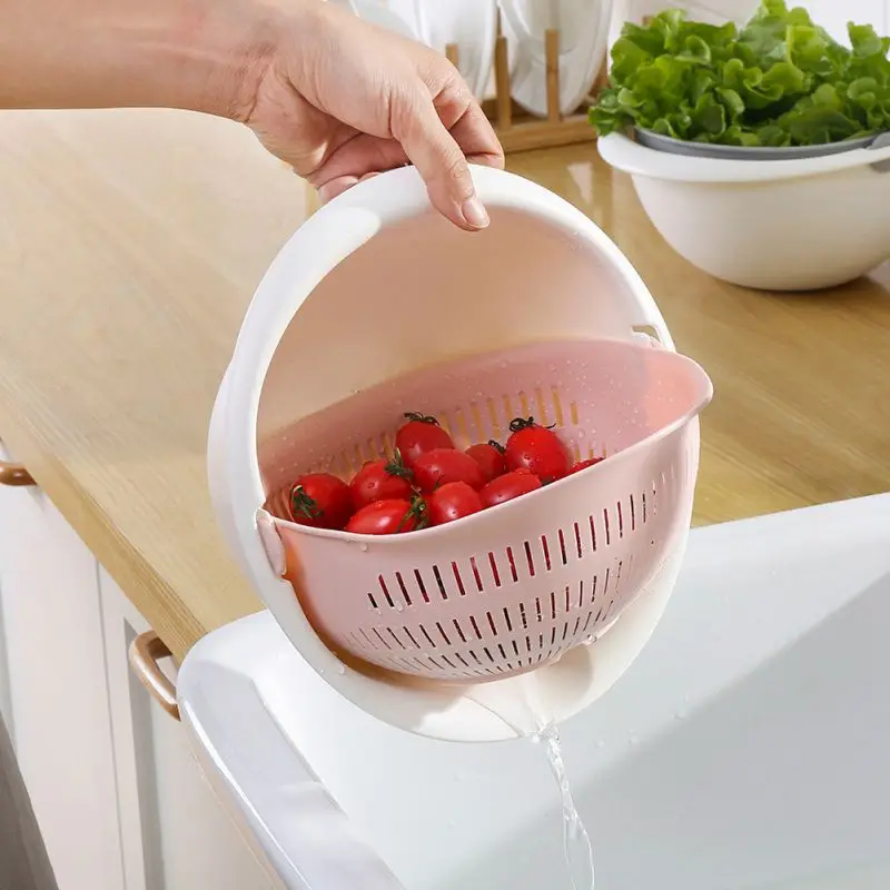 Кухонная пластиковая корзина для хранения фруктов, многофункциональная двухслойная корзина для фруктов, корзина для овощей