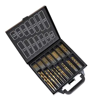 

Titanium Coated HSS Drill Bit Set 99 Pcs Piece and Case Wood Metal Kit 1.5-10mm