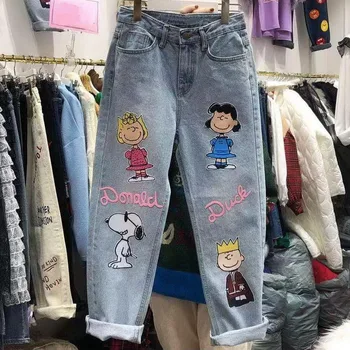 cartoon printed jeans for womens