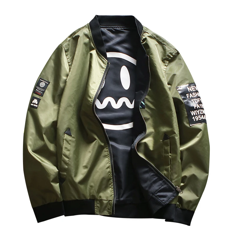 2019 куртка-бомбер для мужчин армейский зеленый тонкий пилот ветровка Куртка