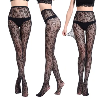 

Floral Lace Fishnet Stockings For Women Sexy Thigh-Highs Hollow Out Floral Pantyhose Tights Stocking Lingerie medias para mujer